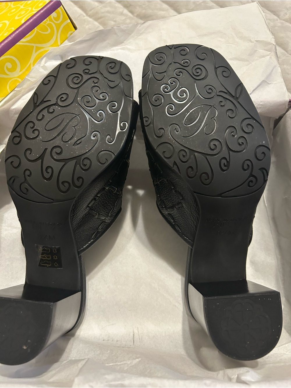Brighton Black “Riley” Leather Slide Sandals - Picture 4 of 8